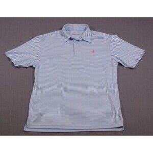 Johnnie O Polo Shirt Mens Large Blue Striped Performance Golf